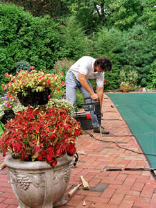 Drilling the pavers
